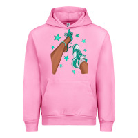 Fuchsia Pink Teal Afro Girl Sneakers and Heels Urban Hoodie - texasbilliewilder