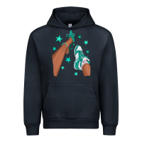 Navy Teal Afro Girl Sneakers and Heels Urban Hoodie - texasbilliewilder