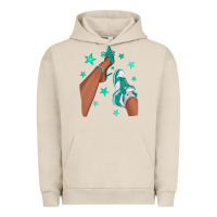 Pigment French Oak Teal Afro Girl Sneakers and Heels Urban Hoodie - texasbilliewilder