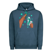 Pigment Midnight Navy Teal Afro Girl Sneakers and Heels Urban Hoodie - texasbilliewilder