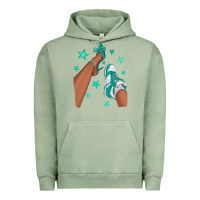 Pigment Oil Green Teal Afro Girl Sneakers and Heels Urban Hoodie - texasbilliewilder