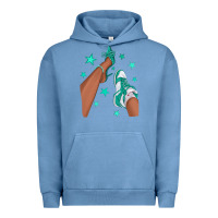 Pigment Pebble Blue Teal Afro Girl Sneakers and Heels Urban Hoodie - texasbilliewilder