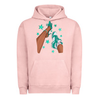Pigment Salmon Teal Afro Girl Sneakers and Heels Urban Hoodie - texasbilliewilder