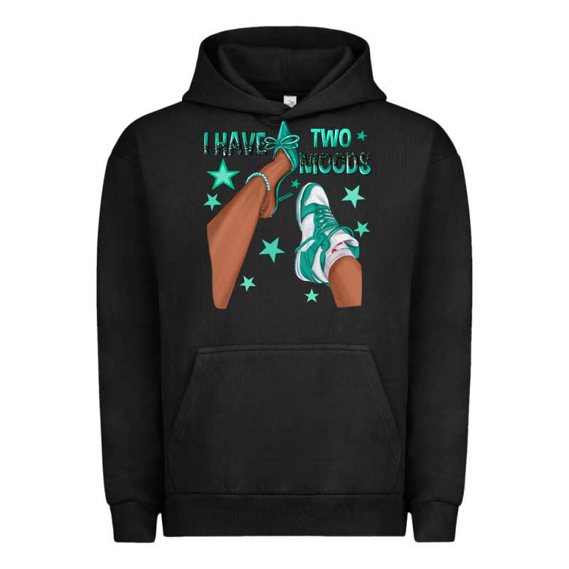 Teal I Have Two Moods Afro Girl Sneakers Urban Hoodie by texasbilliewilder | Teevron