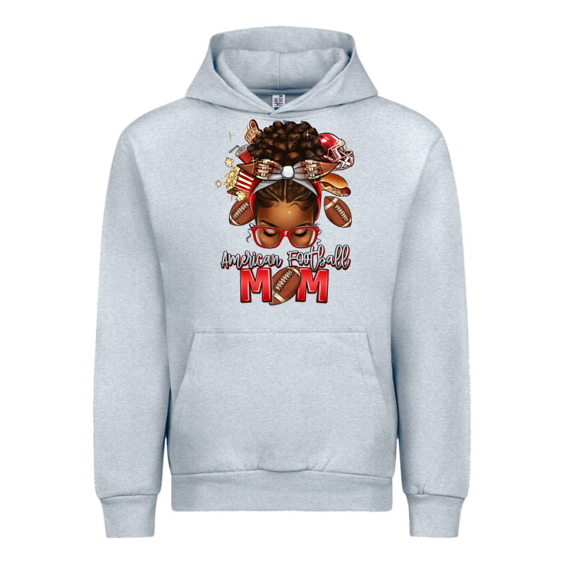 American Football Mom Red And Silver Afro Messy Bu Urban Hoodie by texasbilliewilder | Teevron
