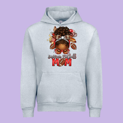American Football Mom Red And Silver Afro Messy Bu Urban Hoodie Designed By Texasbilliewilder