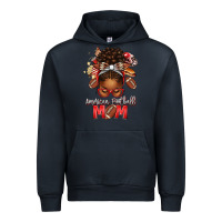 Navy american football mom red and silver afro messy bu Urban Hoodie - texasbilliewilder