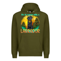Army Green life is better with a labrador Premium Hoodie - texasbilliewilder