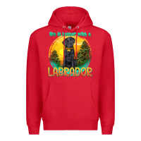 Red life is better with a labrador Premium Hoodie - texasbilliewilder