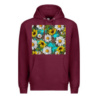 Burgundy Daisy and sunflower Premium Hoodie - RanaPortraitStore