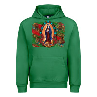 Emerald Mexican Flag Lady Of Guadalupe Distressed Backgrou Urban Hoodie - RanaPortraitStore