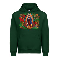 Forest Green Mexican Flag Lady Of Guadalupe Distressed Backgrou Urban Hoodie - RanaPortraitStore