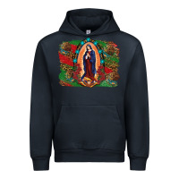 Navy Mexican Flag Lady Of Guadalupe Distressed Backgrou Urban Hoodie - RanaPortraitStore