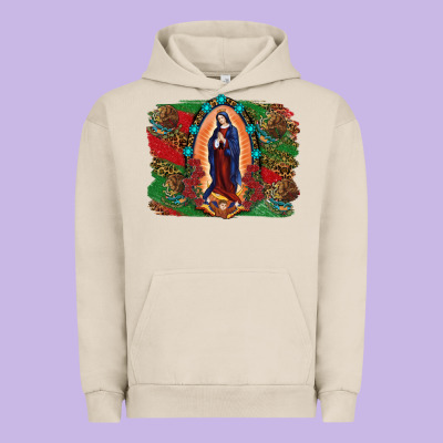Urban Hoodie Mexican Flag Lady Of Guadalupe Distressed Backgrou