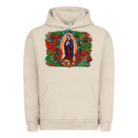 Pigment French Oak Mexican Flag Lady Of Guadalupe Distressed Backgrou Urban Hoodie - RanaPortraitStore