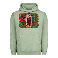 Pigment Oil Green Mexican Flag Lady Of Guadalupe Distressed Backgrou Urban Hoodie - RanaPortraitStore