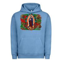 Pigment Pebble Blue Mexican Flag Lady Of Guadalupe Distressed Backgrou Urban Hoodie - RanaPortraitStore