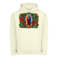 Pigment Pistachio Mexican Flag Lady Of Guadalupe Distressed Backgrou Urban Hoodie - RanaPortraitStore