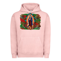 Pigment Salmon Mexican Flag Lady Of Guadalupe Distressed Backgrou Urban Hoodie - RanaPortraitStore