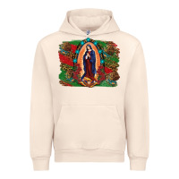 Sandshell Mexican Flag Lady Of Guadalupe Distressed Backgrou Urban Hoodie - RanaPortraitStore