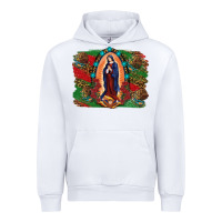 White Mexican Flag Lady Of Guadalupe Distressed Backgrou Urban Hoodie - RanaPortraitStore