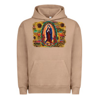 Pigment Burro Sunflower Lady Of Guadalupe Distressed Background Urban Hoodie - RanaPortraitStore