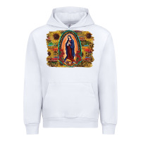 White Sunflower Lady Of Guadalupe Distressed Background Urban Hoodie - RanaPortraitStore