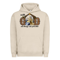 Pigment French Oak With God All Things Are Possible Urban Hoodie - RanaPortraitStore
