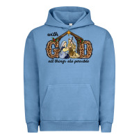 Pigment Pebble Blue With God All Things Are Possible Urban Hoodie - RanaPortraitStore