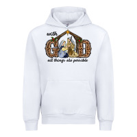 White With God All Things Are Possible Urban Hoodie - RanaPortraitStore