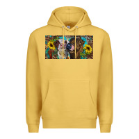 Antique Gold Heifers With Sunflowers And Leopard Premium Hoodie - RanaPortraitStore