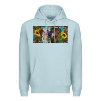 Blue Mist Heifers With Sunflowers And Leopard Premium Hoodie - RanaPortraitStore