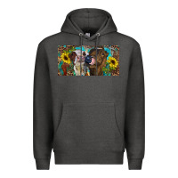 Charcoal Heather Heifers With Sunflowers And Leopard Premium Hoodie - RanaPortraitStore