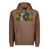 Chestnut Heifers With Sunflowers And Leopard Premium Hoodie - RanaPortraitStore