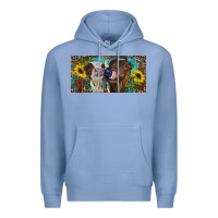Colony Blue Heifers With Sunflowers And Leopard Premium Hoodie - RanaPortraitStore