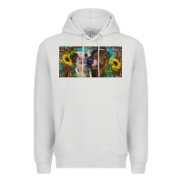 Dove Grey Heifers With Sunflowers And Leopard Premium Hoodie - RanaPortraitStore