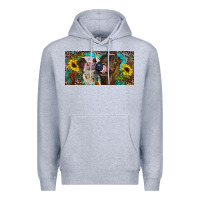 Heather Grey Heifers With Sunflowers And Leopard Premium Hoodie - RanaPortraitStore