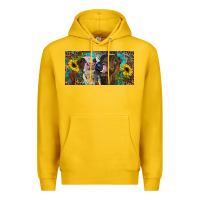 Lemon Heifers With Sunflowers And Leopard Premium Hoodie - RanaPortraitStore
