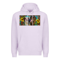 Lilac Heifers With Sunflowers And Leopard Premium Hoodie - RanaPortraitStore