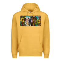 Mustard Heifers With Sunflowers And Leopard Premium Hoodie - RanaPortraitStore