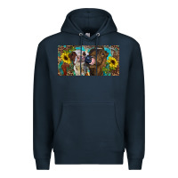 Navy Heifers With Sunflowers And Leopard Premium Hoodie - RanaPortraitStore