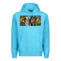 Ocean Blue Heifers With Sunflowers And Leopard Premium Hoodie - RanaPortraitStore