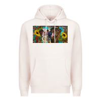 Pale Pink Heifers With Sunflowers And Leopard Premium Hoodie - RanaPortraitStore