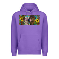 Purple Heifers With Sunflowers And Leopard Premium Hoodie - RanaPortraitStore
