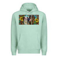 Seafoam Heifers With Sunflowers And Leopard Premium Hoodie - RanaPortraitStore