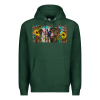 Sports Green Heifers With Sunflowers And Leopard Premium Hoodie - RanaPortraitStore