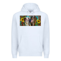 White Heifers With Sunflowers And Leopard Premium Hoodie - RanaPortraitStore