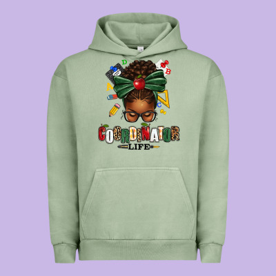Educational Coordinator Life Afro Messy Bun Urban Hoodie Designed By Texasbilliewilder