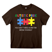 Chocolate Brown Autistic Pride Autism Awareness Heavy Core Tee - CowhideDigitalArt