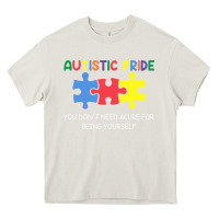 Cream Autistic Pride Autism Awareness Heavy Core Tee - CowhideDigitalArt